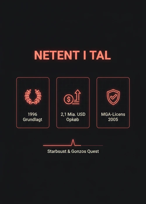 Oversigt over NetEnt spil på et online casino uden dansk licens, med fokus på spilleautomater